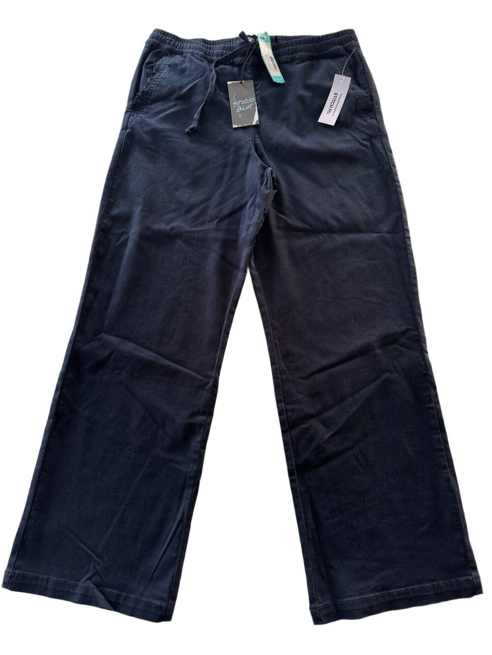 Studio Blue Stitch Fix Nicole High Rise Wide Leg Drawstring Pants Indigo Large N